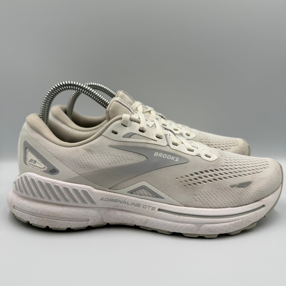 Brooks Adrenaline GTS 23 White Running Shoes Sneaker Womens Size 8.5 1203811B104
